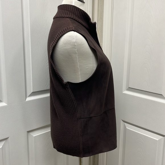 J.Jill Faux Suede Knit Expresso Brown Zippered Vest XL - Picture 5 of 9